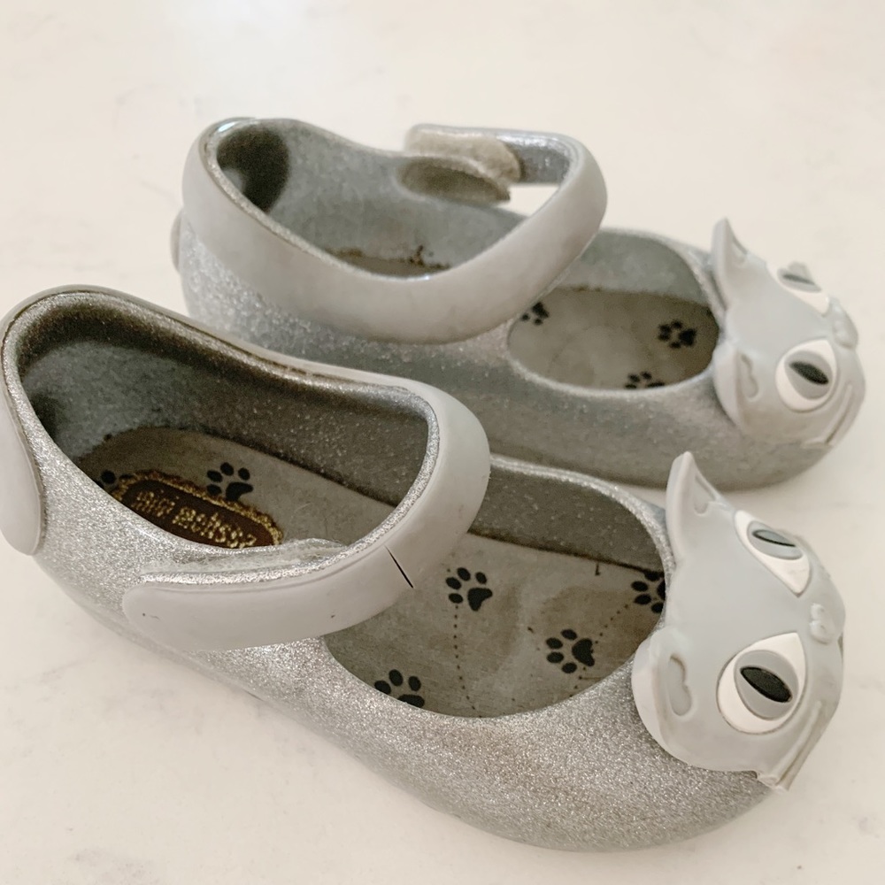 Mini Melissa glitter silver cat shoes size 7